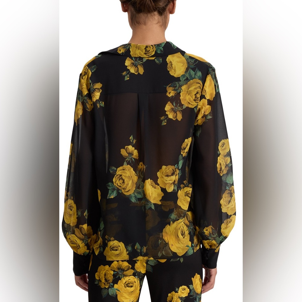 Alice + Olivia Candace Rosehips Blouson-Sleeve Buttoned Shirt - Picture 2 of 11